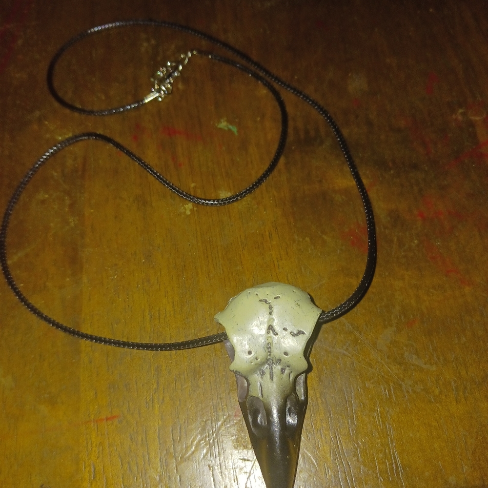 Edgy Black and Gold Skull Pendant Necklace